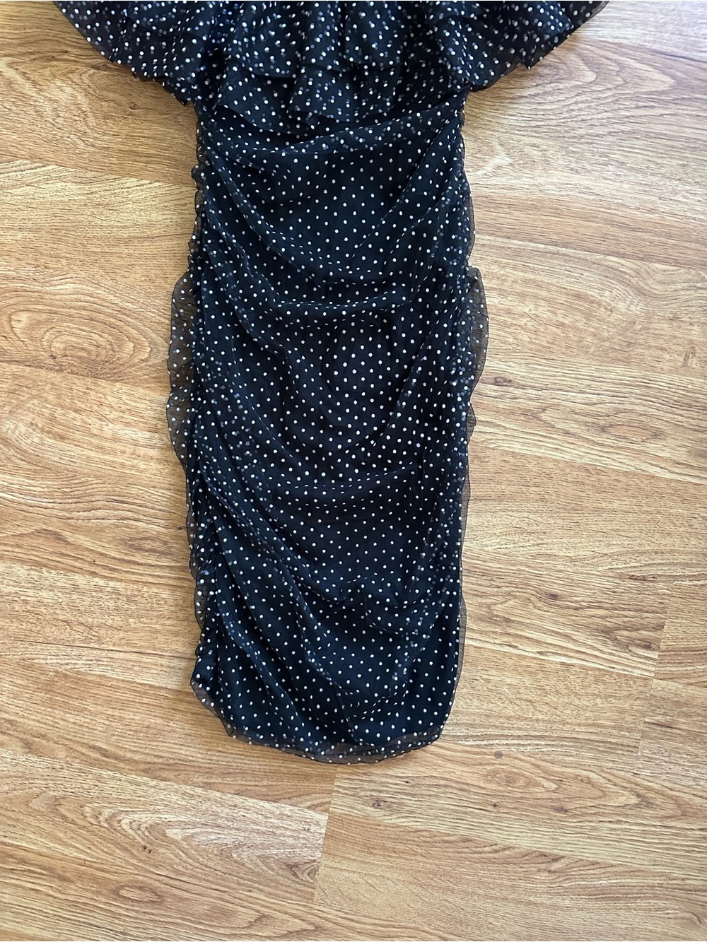 Maje Black White Polka Dot Off Shoulder Dress Size 1 Ravane - Picture 8 of 10